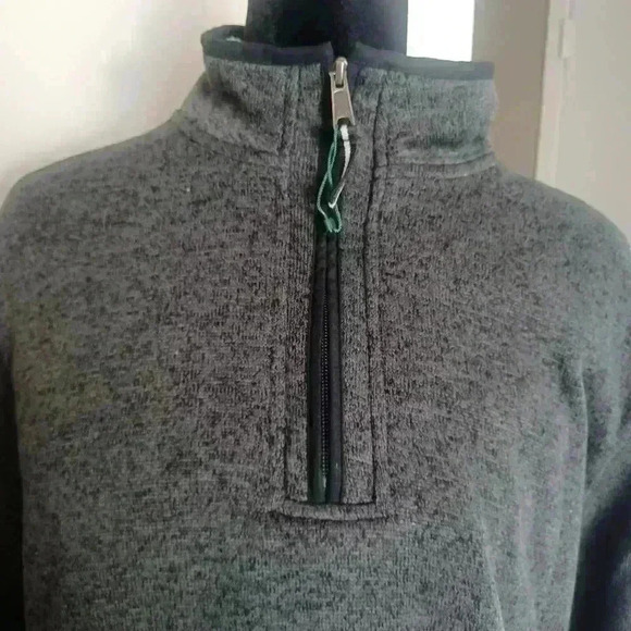 Orvis Mens Dark Gray and Black Sherpa Lined 1/4 Zip Sweater  M - Picture 8 of 16
